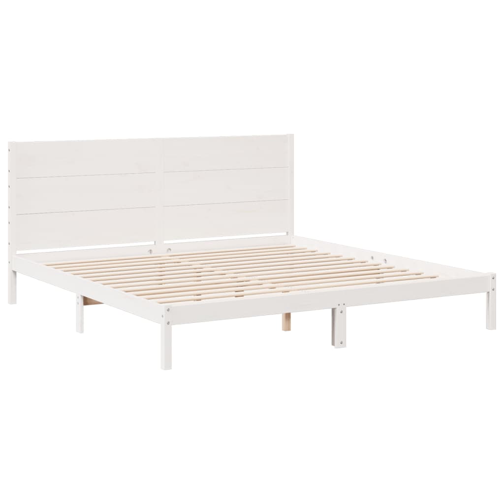 Dugi okvir kreveta bez madraca bijeli 180 x 210 cm masivno drvo