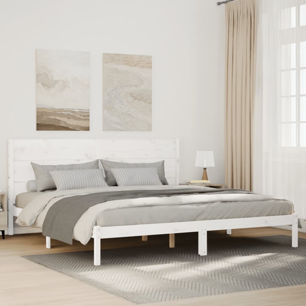 Dugi okvir kreveta bez madraca bijeli 180 x 210 cm masivno drvo