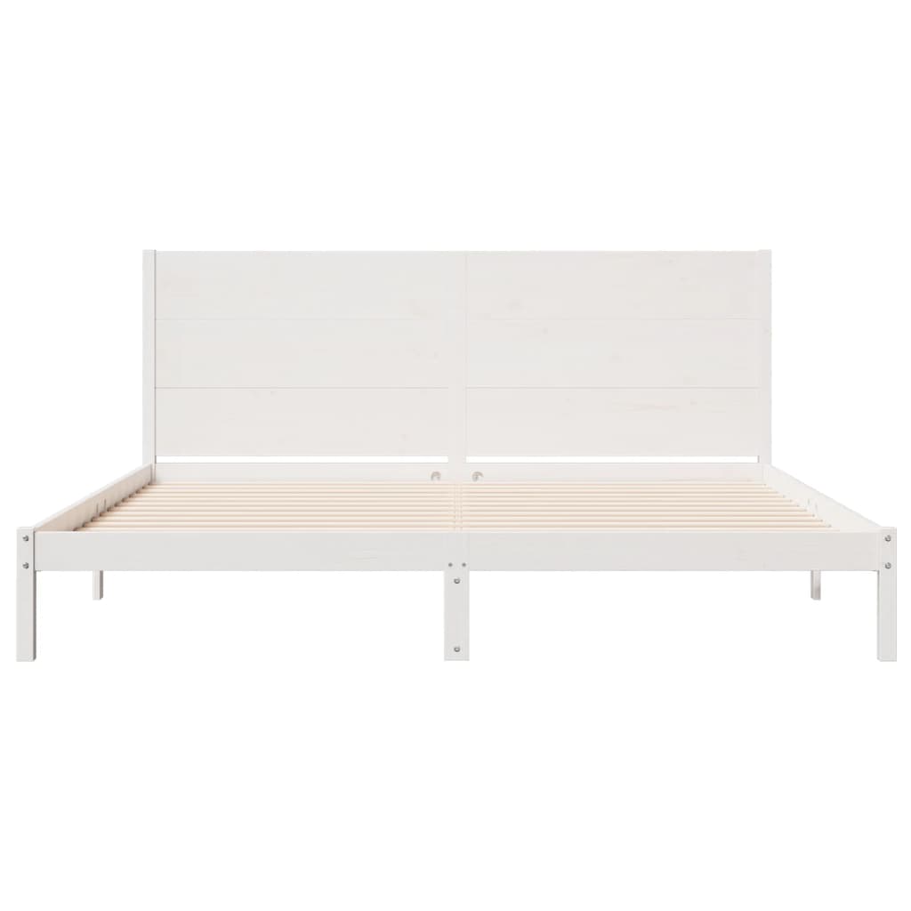 Dugi okvir kreveta bez madraca bijeli 200 x 210 cm masivno drvo