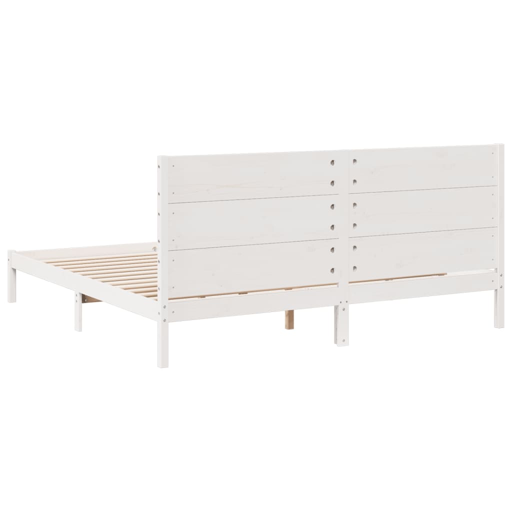 Dugi okvir kreveta bez madraca bijeli 200 x 210 cm masivno drvo