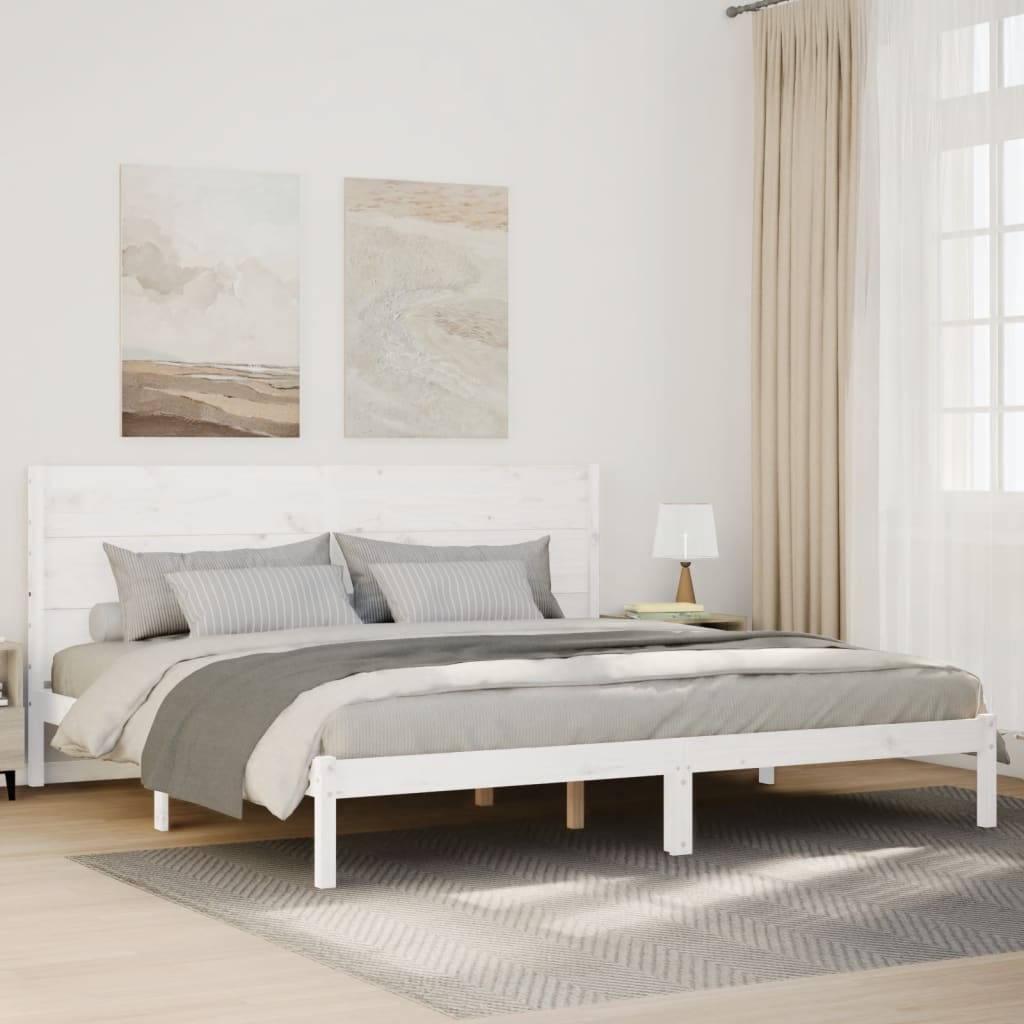 Dugi okvir kreveta bez madraca bijeli 200 x 210 cm masivno drvo