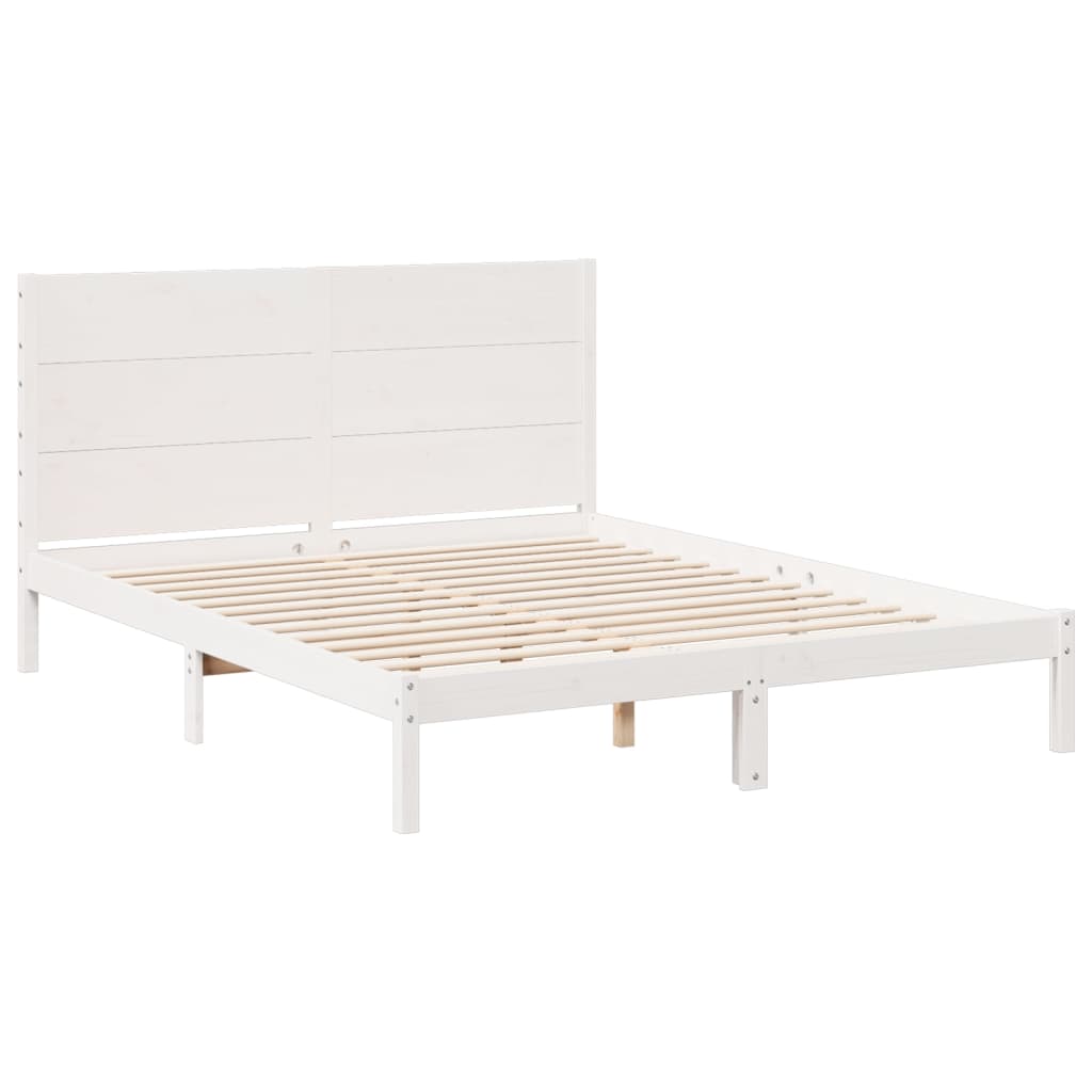 Dugi okvir kreveta bez madraca bijeli 140 x 220 cm masivno drvo