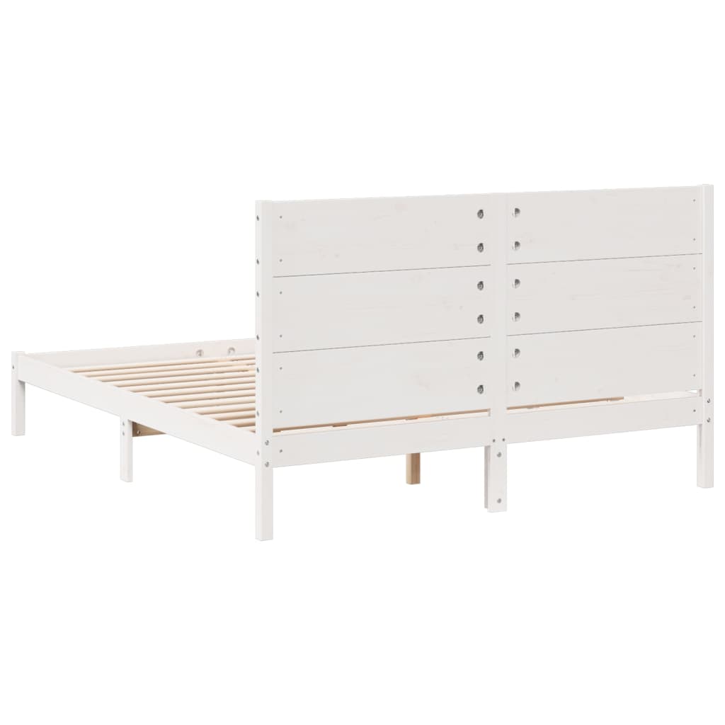 Dugi okvir kreveta bez madraca bijeli 140 x 220 cm masivno drvo