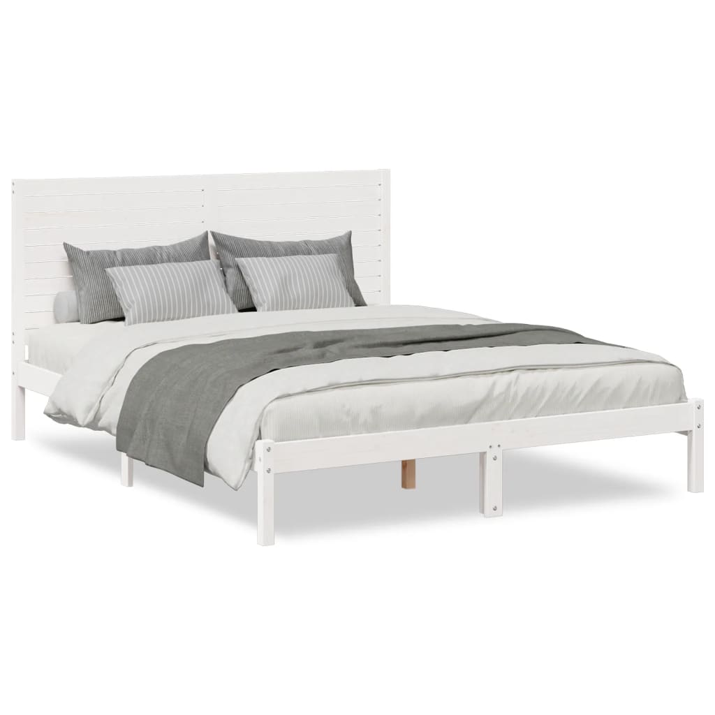 Dugi okvir kreveta bez madraca bijeli 140 x 210 cm masivno drvo