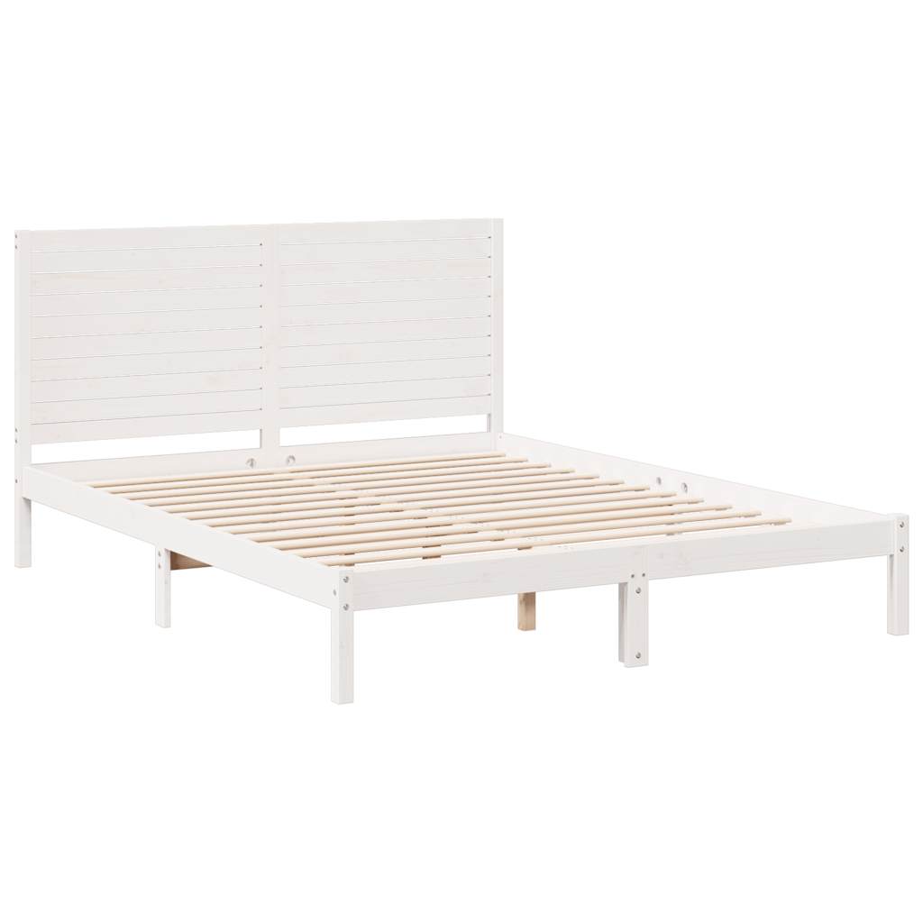 Dugi okvir kreveta bez madraca bijeli 140 x 210 cm masivno drvo