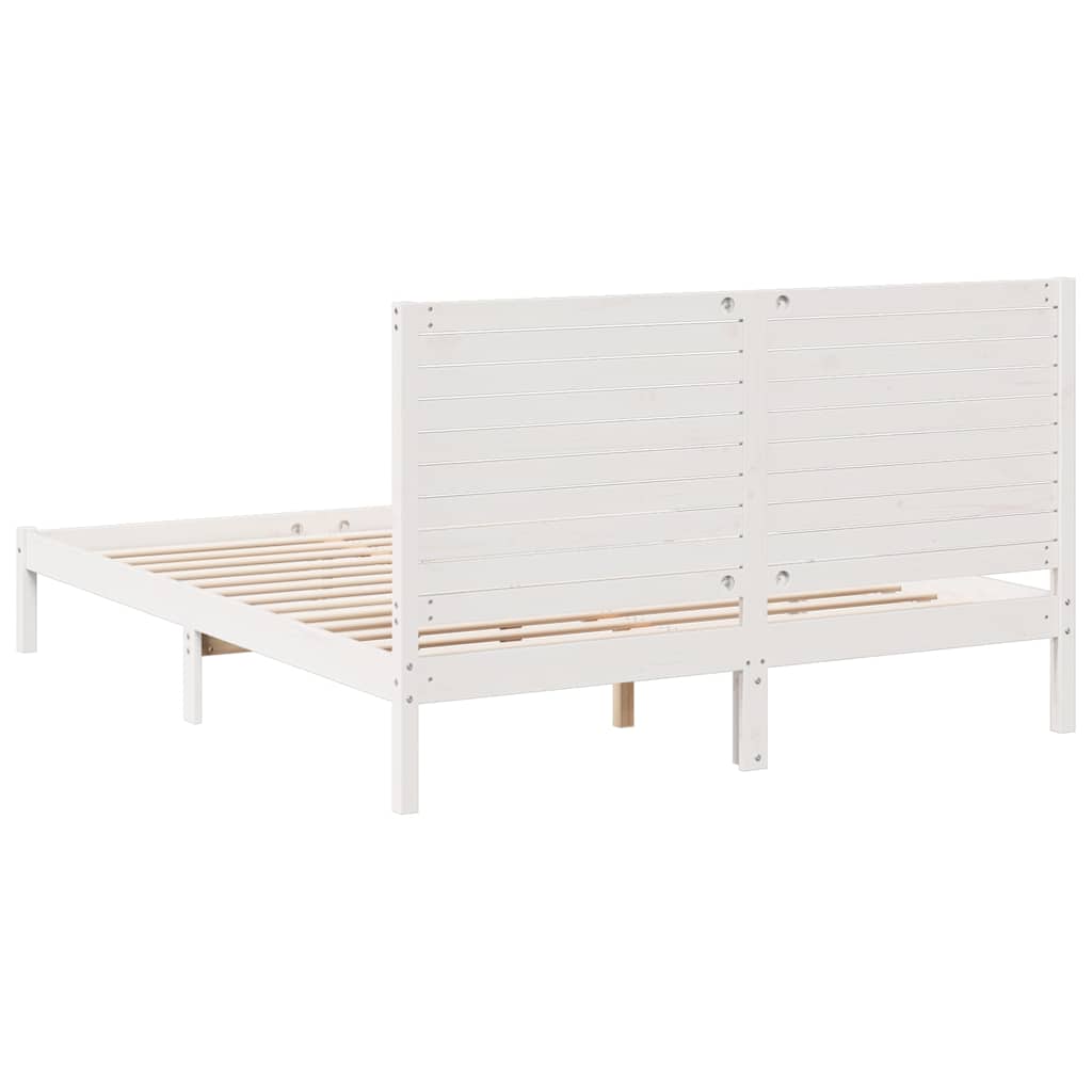 Dugi okvir kreveta bez madraca bijeli 140 x 210 cm masivno drvo