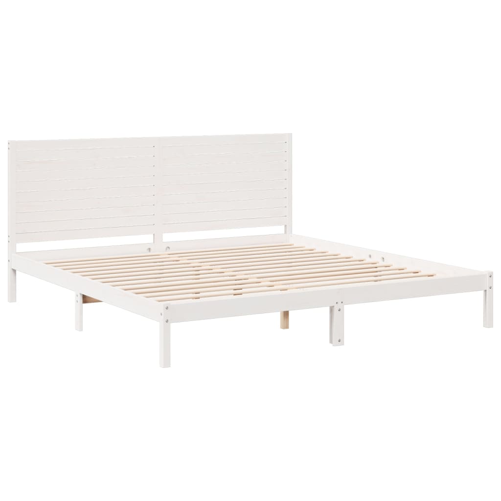 Dugi okvir kreveta bez madraca bijeli 180 x 210 cm masivno drvo
