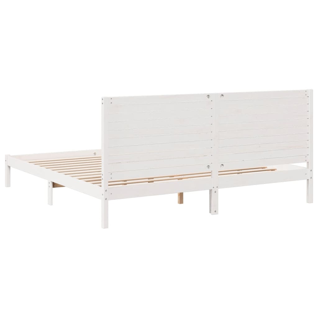 Dugi okvir kreveta bez madraca bijeli 180 x 210 cm masivno drvo