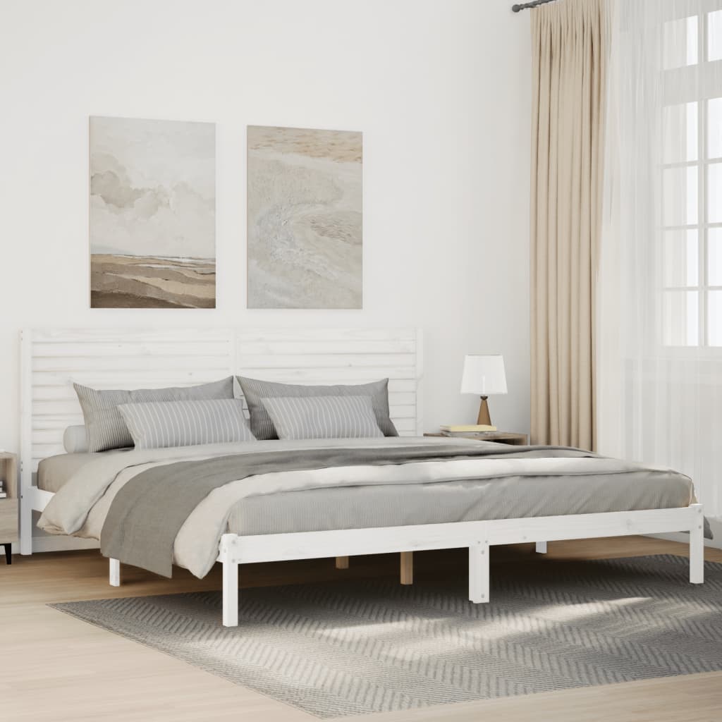 Dugi okvir kreveta bez madraca bijeli 200 x 210 cm masivno drvo