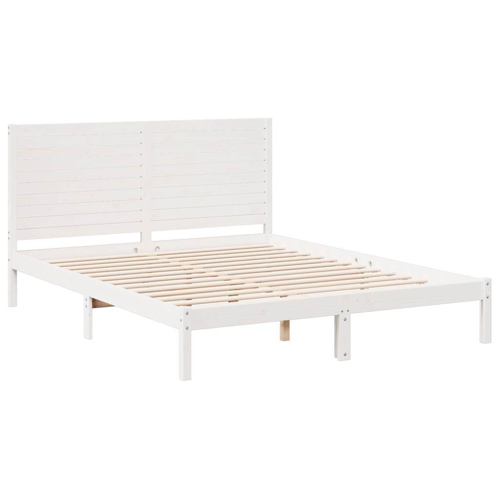 Dugi okvir kreveta bez madraca bijeli 140 x 220 cm masivno drvo