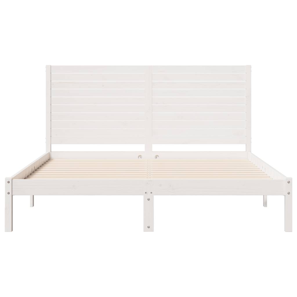 Dugi okvir kreveta bez madraca bijeli 140 x 220 cm masivno drvo