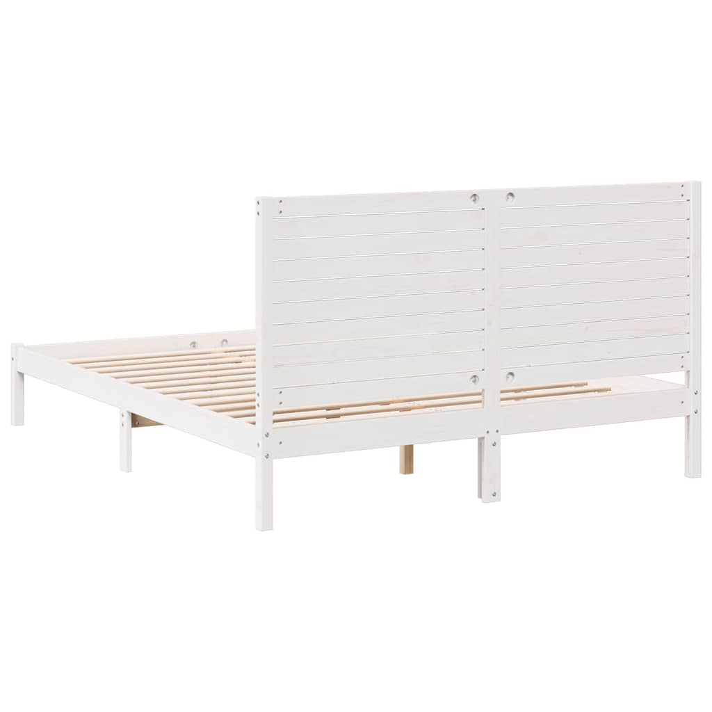 Dugi okvir kreveta bez madraca bijeli 140 x 220 cm masivno drvo