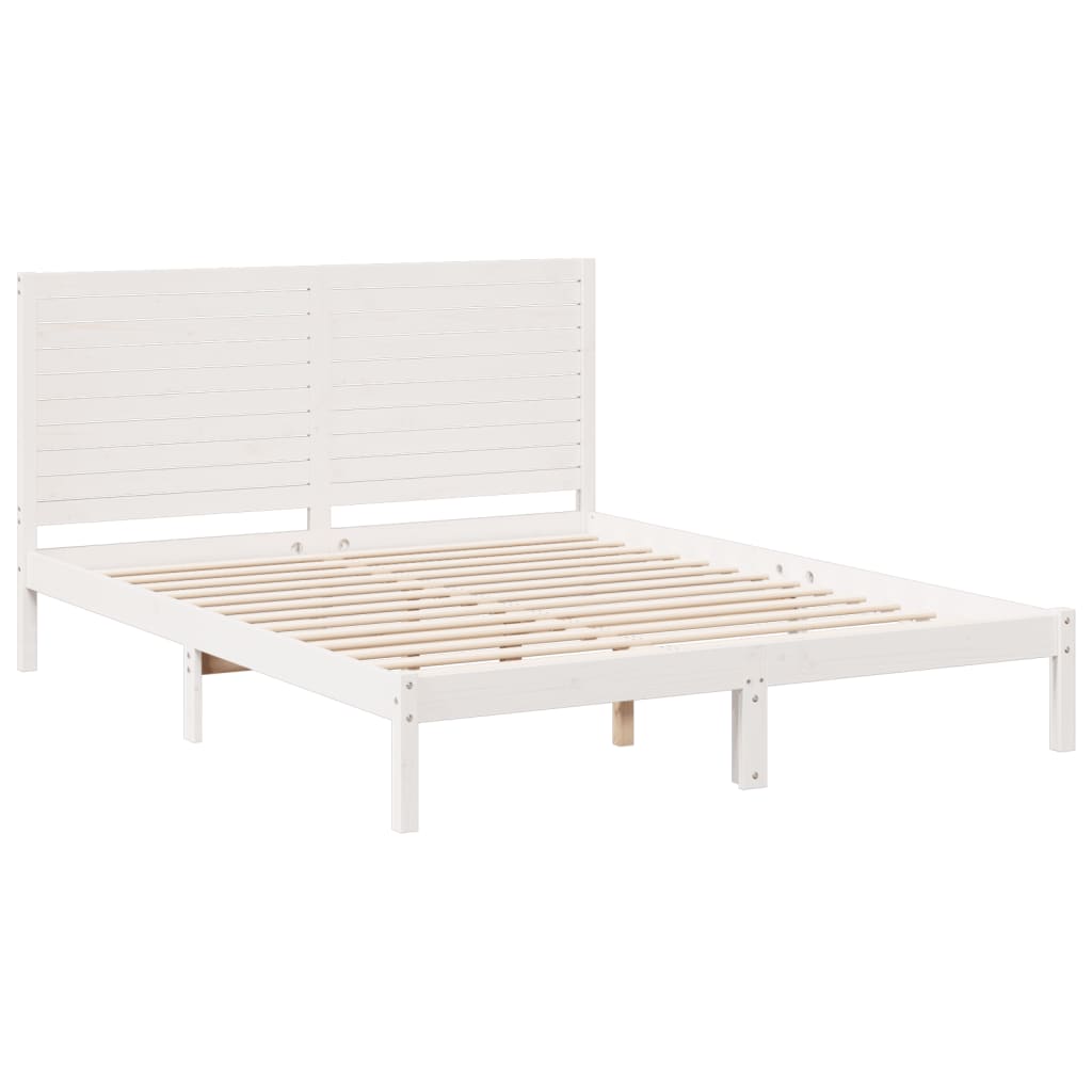 Dugi okvir kreveta bez madraca bijeli 160 x 220 cm masivno drvo
