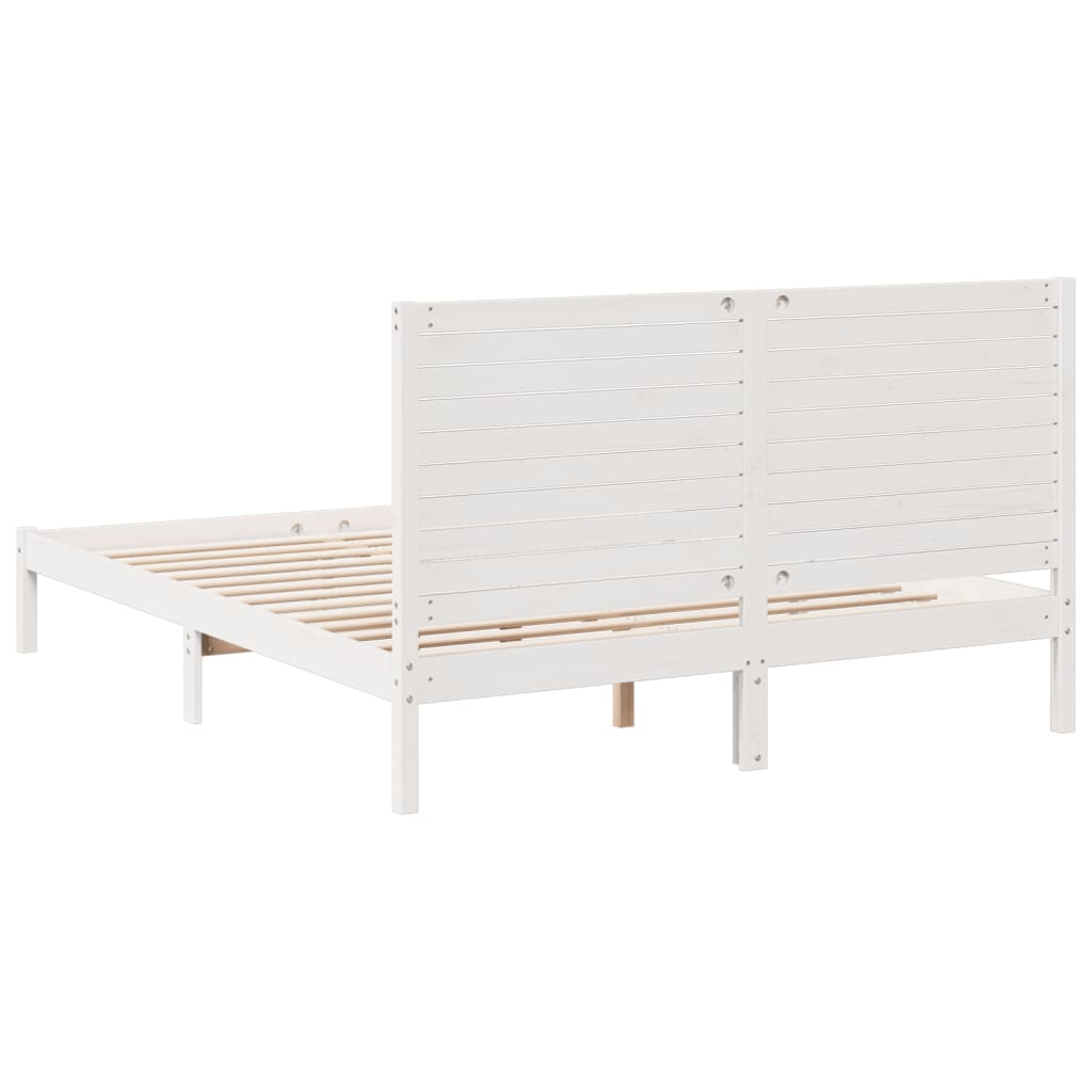 Dugi okvir kreveta bez madraca bijeli 160 x 220 cm masivno drvo
