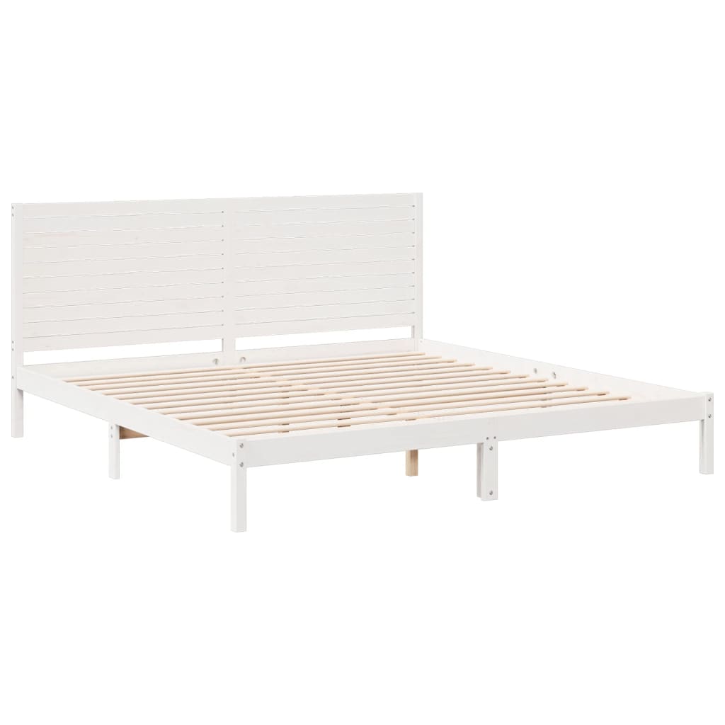 Dugi okvir kreveta bez madraca bijeli 180 x 220 cm masivno drvo