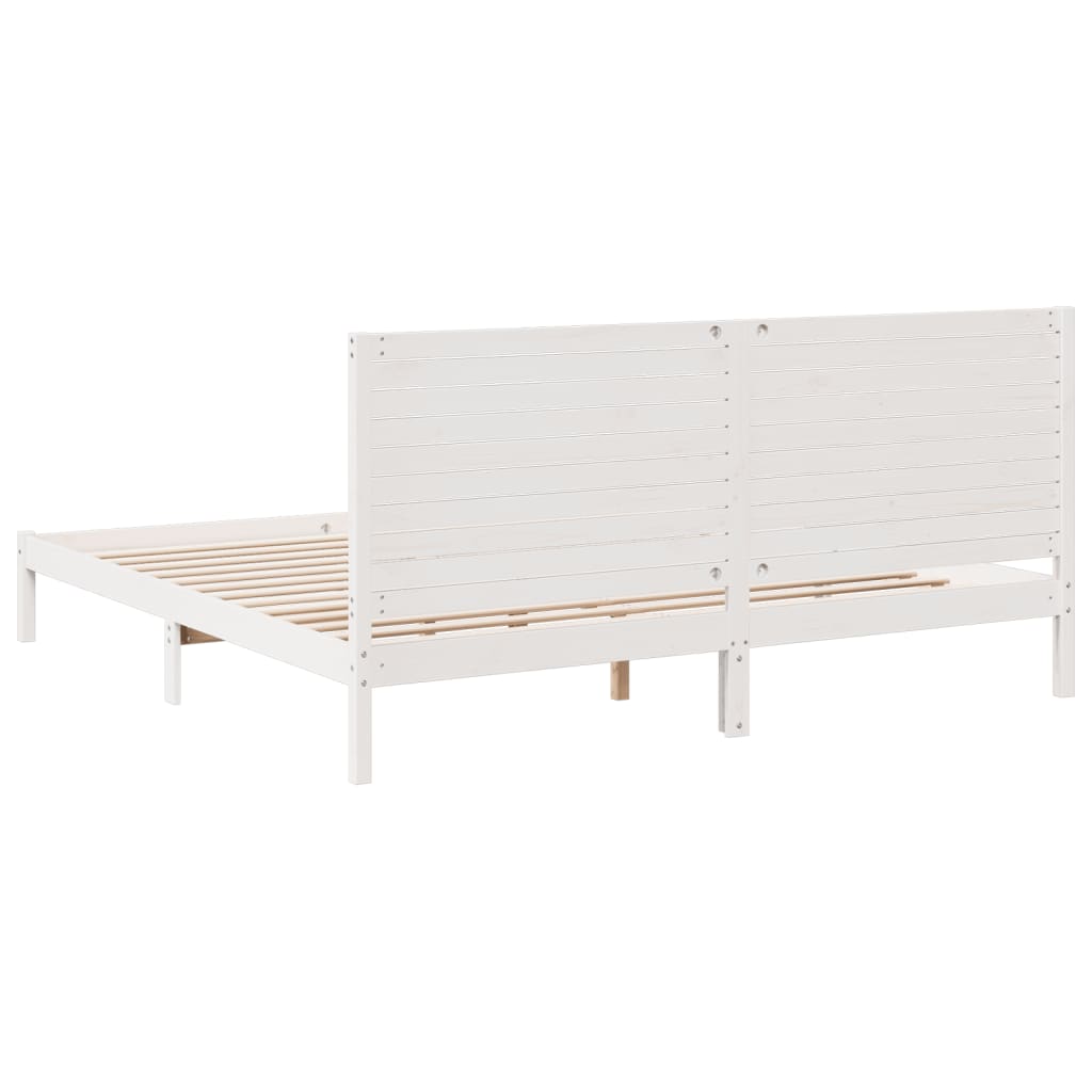 Dugi okvir kreveta bez madraca bijeli 180 x 220 cm masivno drvo