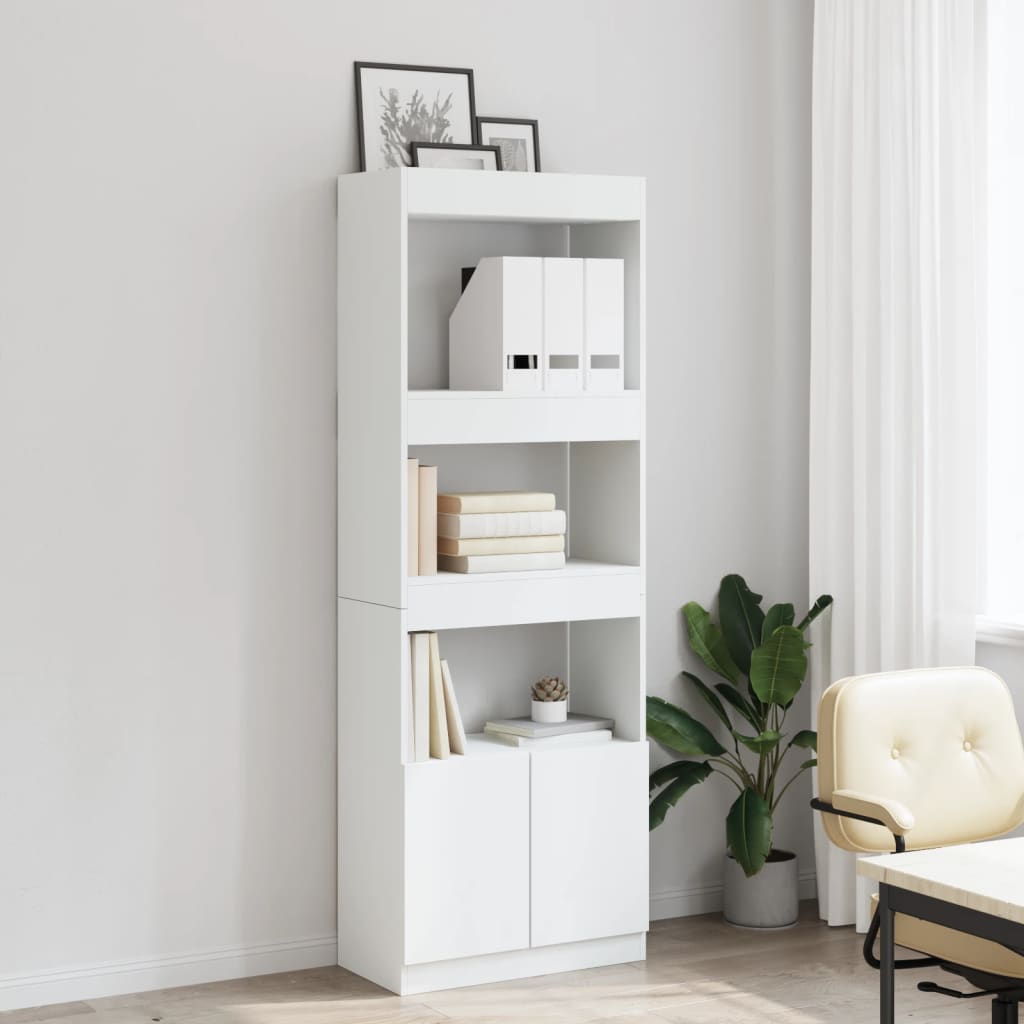 Visoka komoda bijela 63x33x180 cm od konstruiranog drva