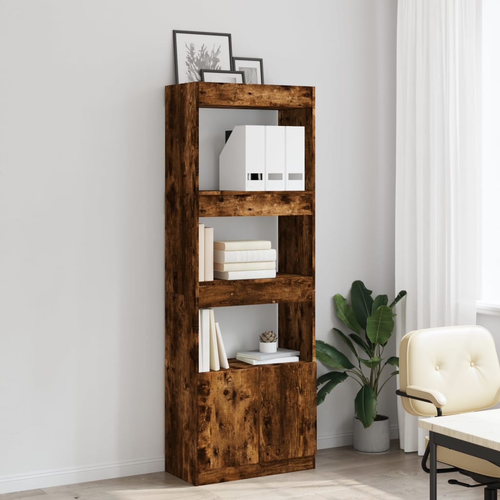 Visoka komoda Smoked Oak 63x33x180 cm od konstruiranog drva