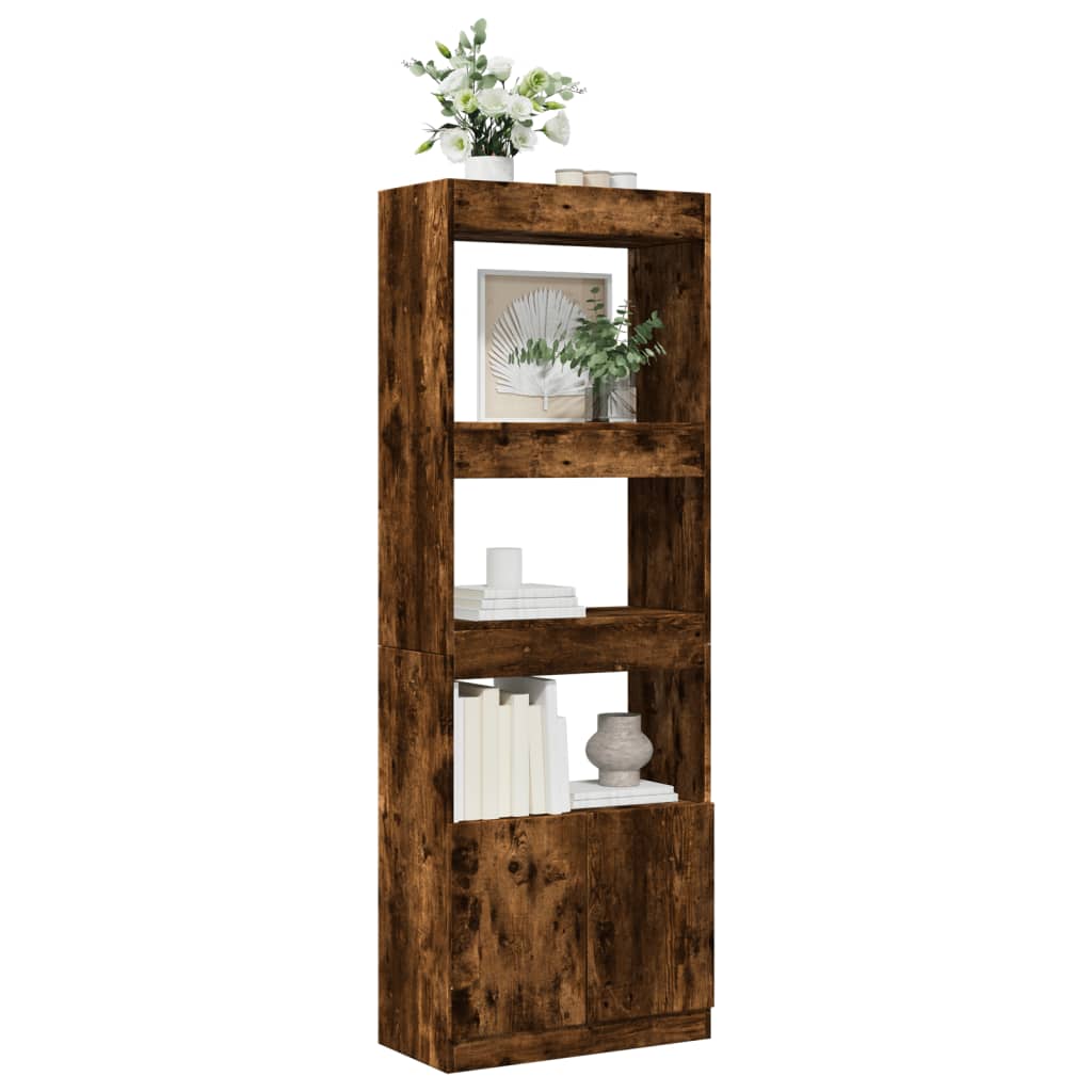 Visoka komoda Smoked Oak 63x33x180 cm od konstruiranog drva