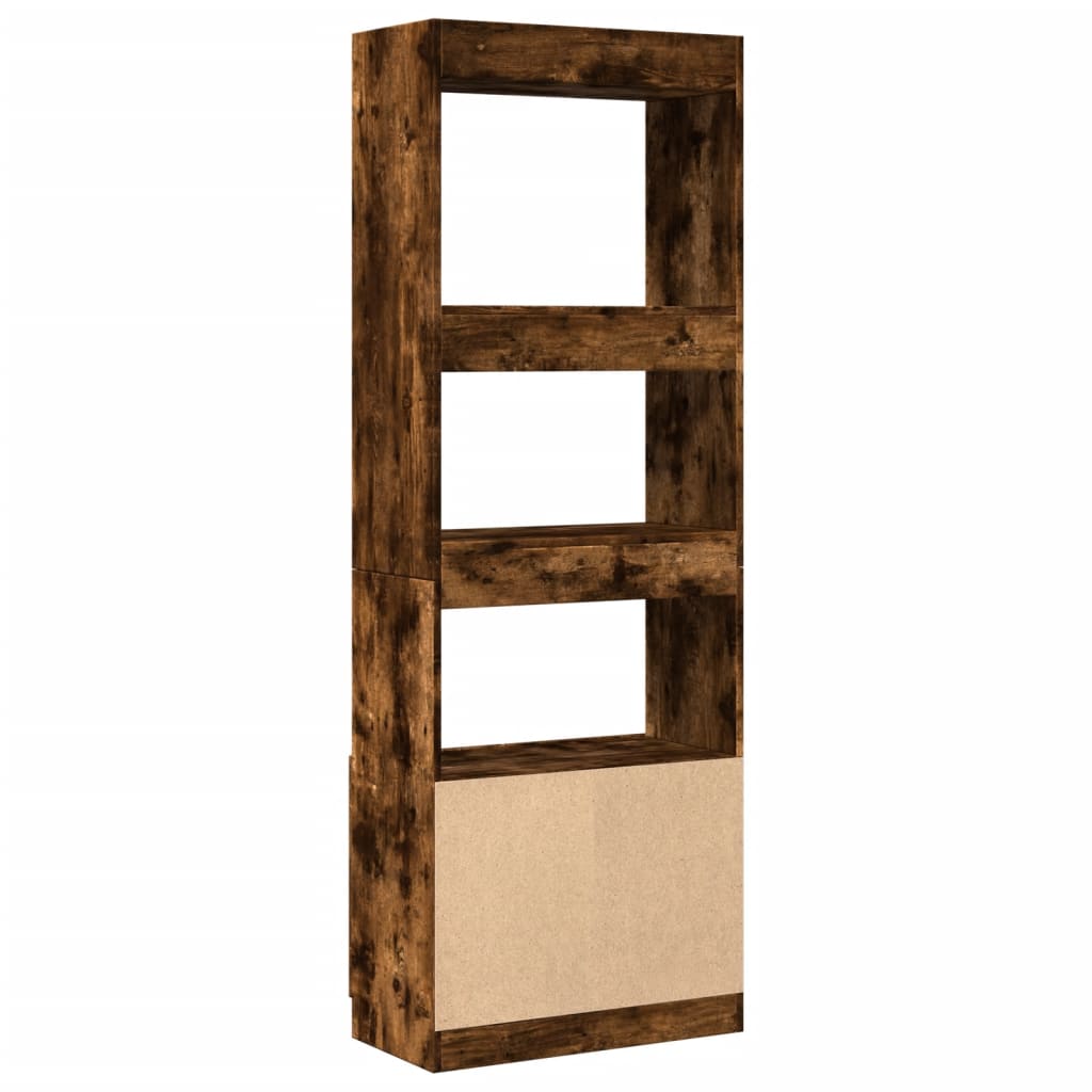Visoka komoda Smoked Oak 63x33x180 cm od konstruiranog drva