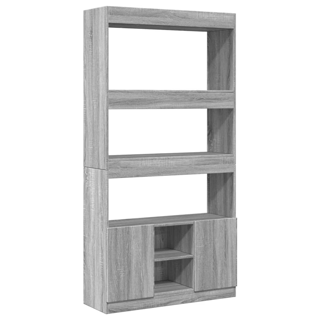 Visoka komoda siva boja hrasta 92x33x180 cm konstruirano drvo