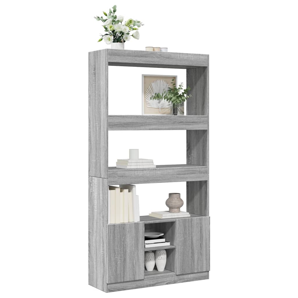 Visoka komoda siva boja hrasta 92x33x180 cm konstruirano drvo
