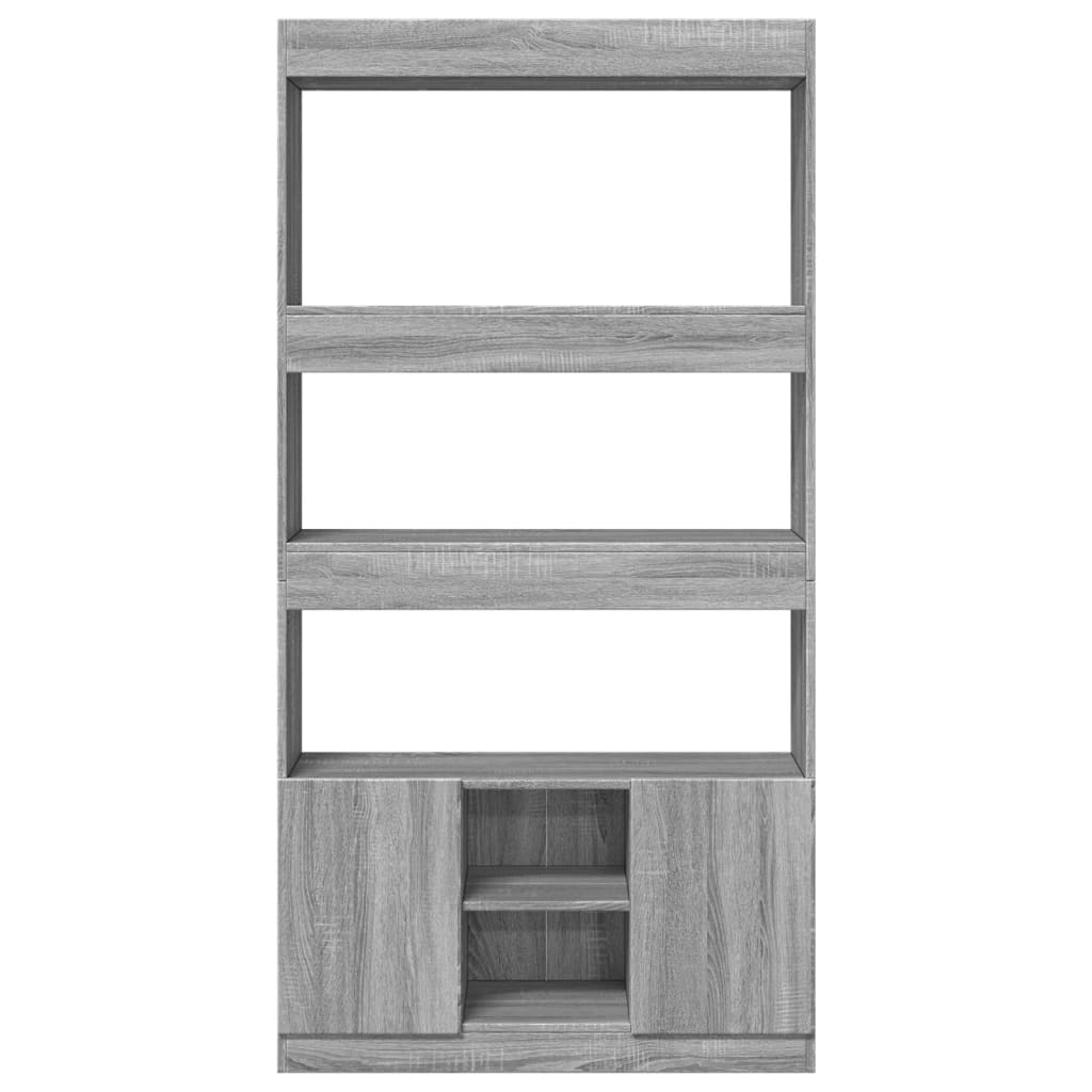 Visoka komoda siva boja hrasta 92x33x180 cm konstruirano drvo