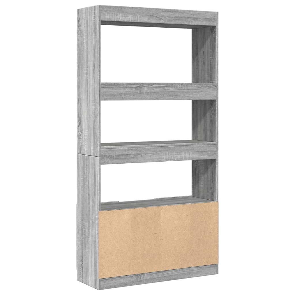 Visoka komoda siva boja hrasta 92x33x180 cm konstruirano drvo