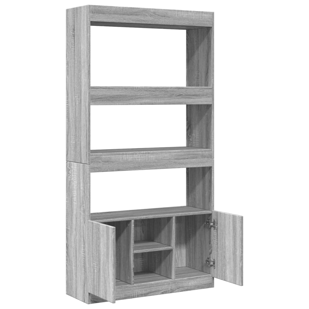 Visoka komoda siva boja hrasta 92x33x180 cm konstruirano drvo