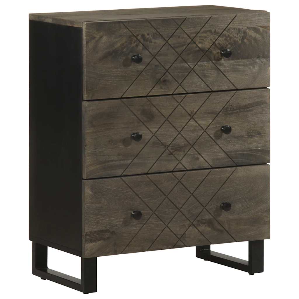 Komoda od 3 komada crna 60x33x75 cm Puno drvo Mango