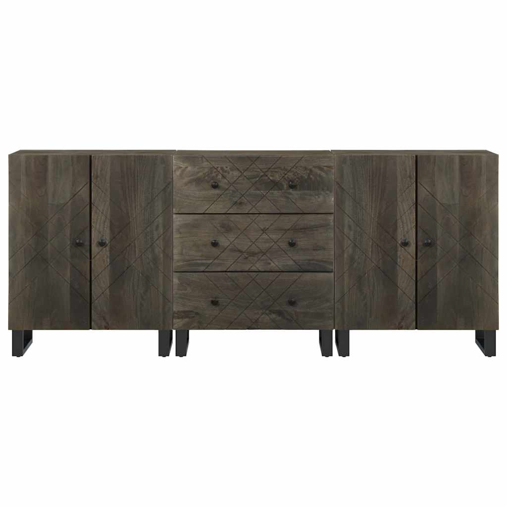 Komoda od 3 komada crna 60x33x75 cm Puno drvo Mango