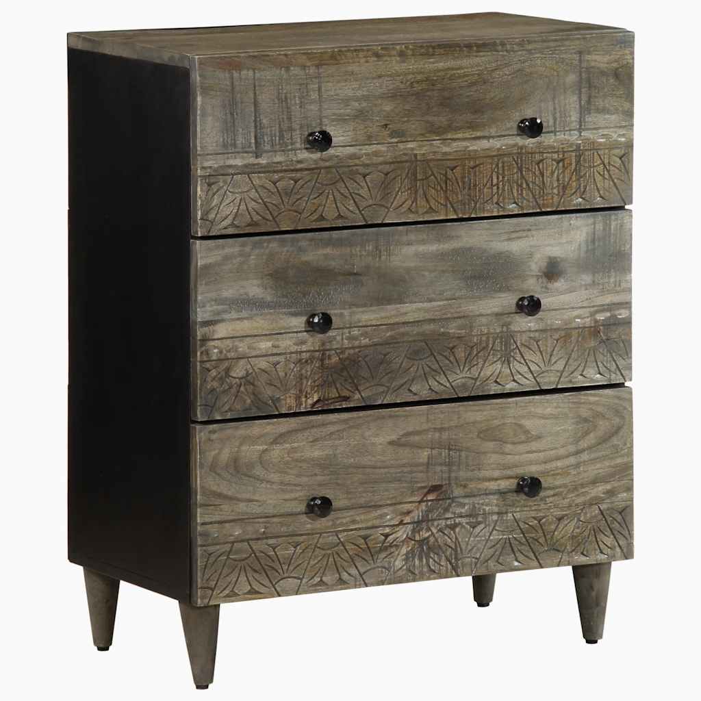 Komoda od 3 komada svijetlo siva 60x33,5x75 cm Puno drvo Mango