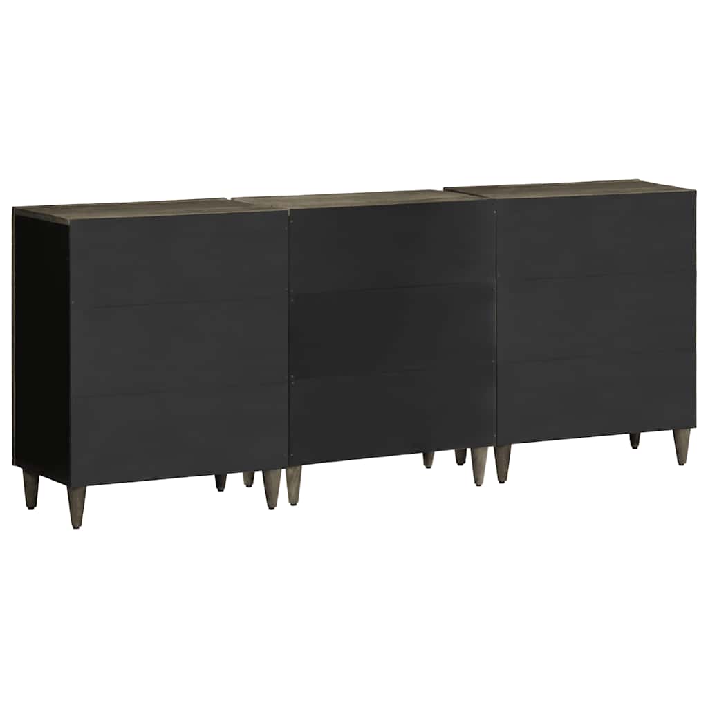 Komoda od 3 komada svijetlo siva 60x33,5x75 cm Puno drvo Mango