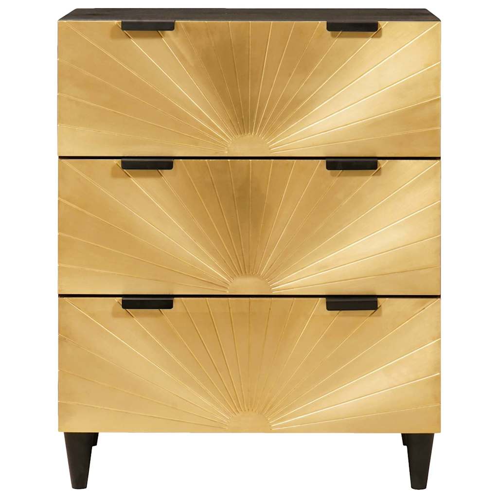 Kreveta 2 pcs Crna i zlatna 60 x 33 x 75 cm Čvrsto drvo manga