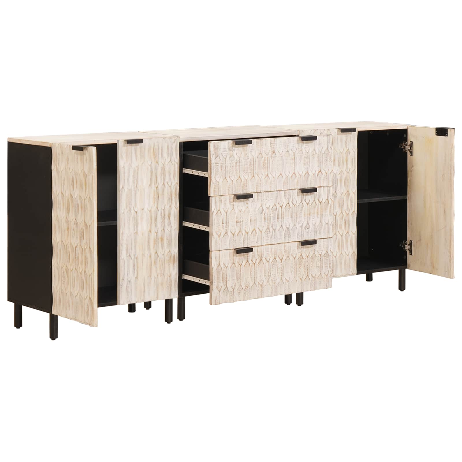 Kreveta 3 pcs Finš bijelog pranja 180 x 33 x 75 cm
