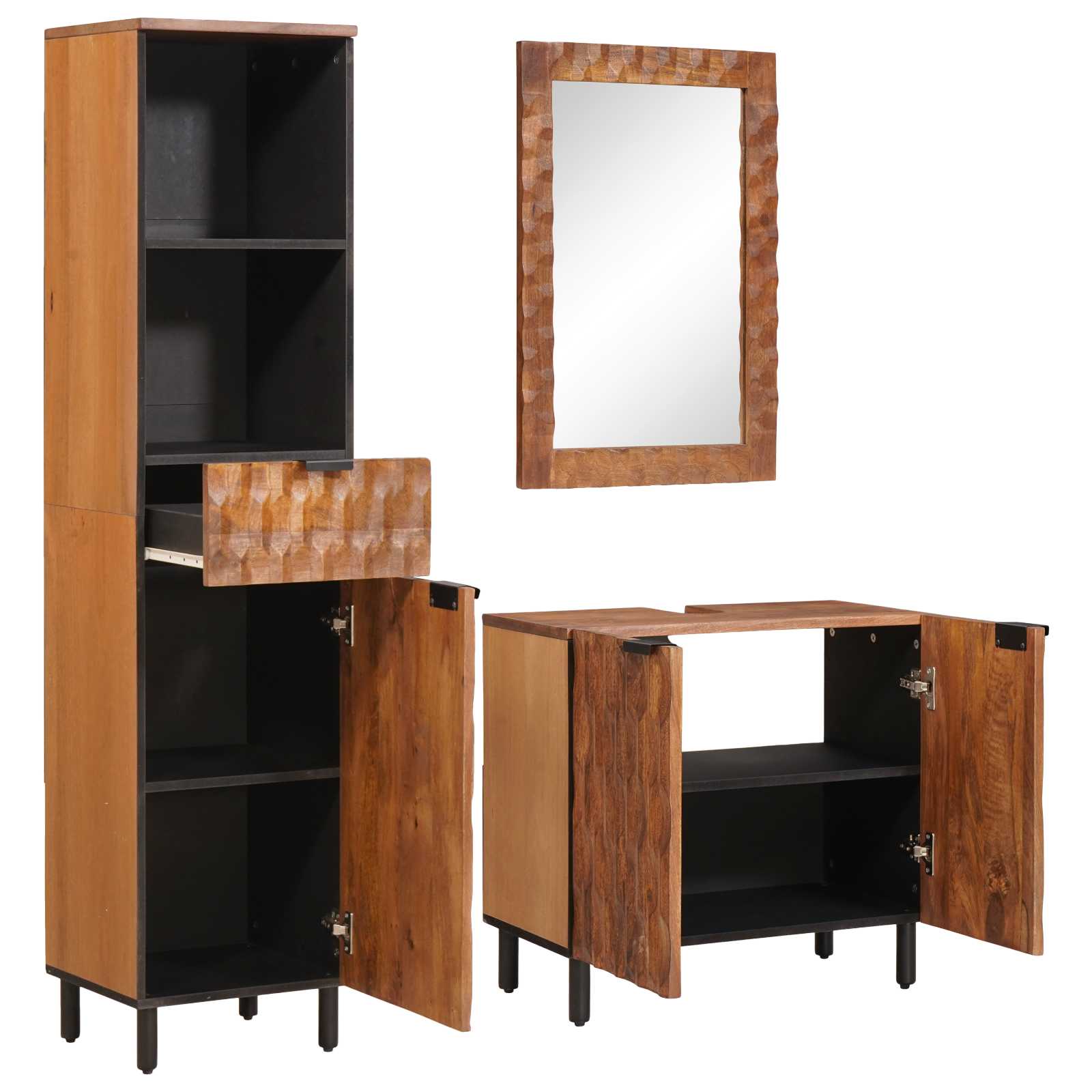 Setovi za kupaonicu 3 pcs Acacia smeđi finiš Čvrsto drvo manga