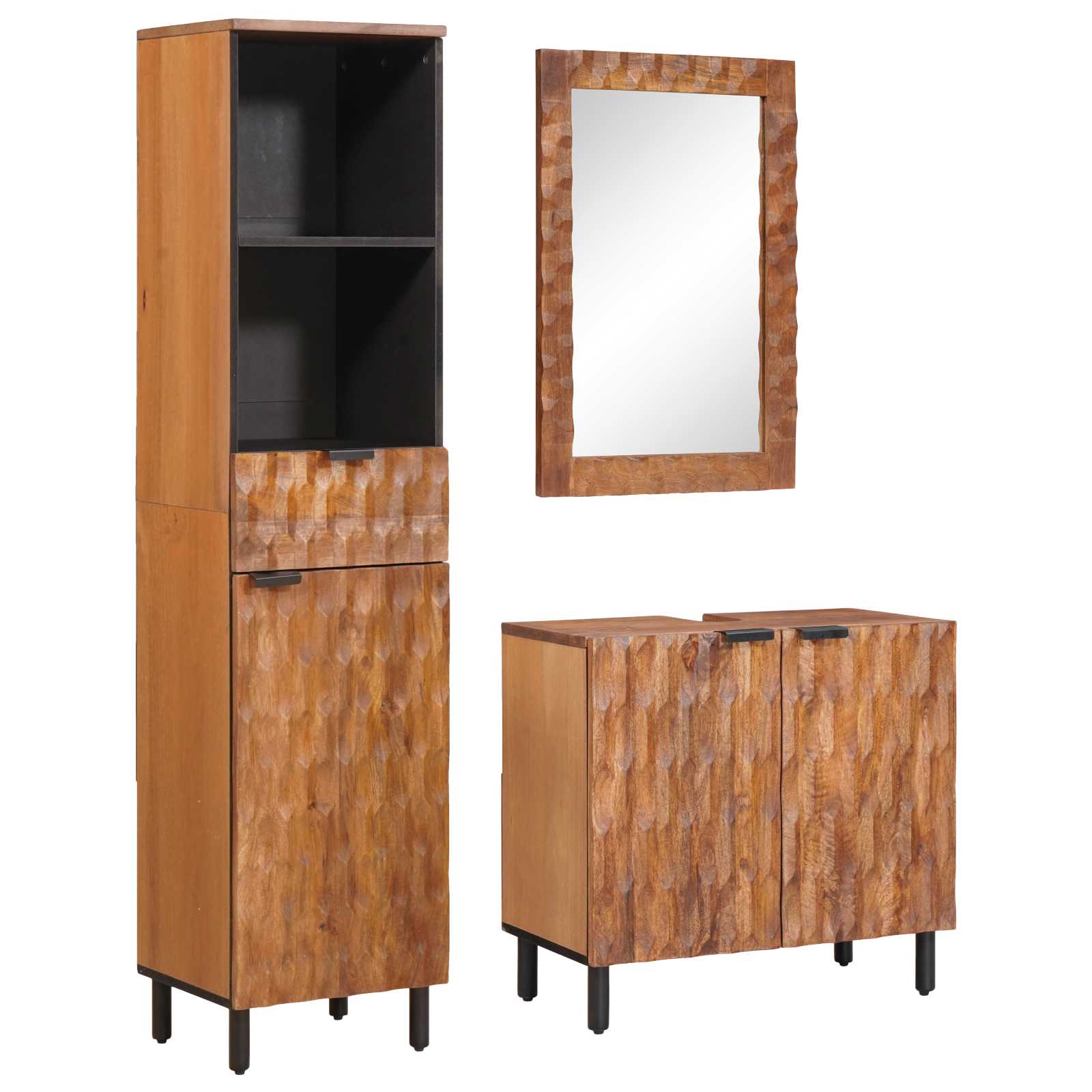 Setovi za kupaonicu 3 pcs Acacia smeđi finiš Čvrsto drvo manga