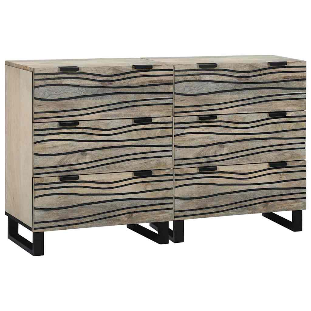 Set komoda 2 pcs Bijelo 120 x 33,5 x 75 cm Čvrsto drvo manga