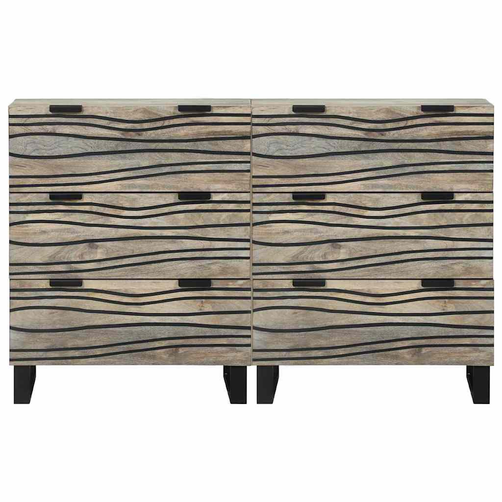 Set komoda 2 pcs Bijelo 120 x 33,5 x 75 cm Čvrsto drvo manga