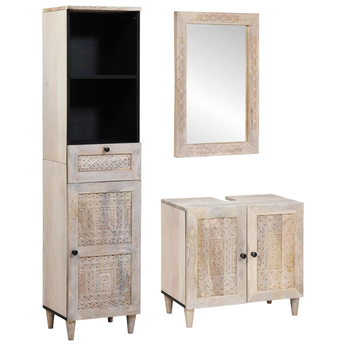 Set namještaja za kupaonicu 3 pcs Bijelo Konstruirano drvo