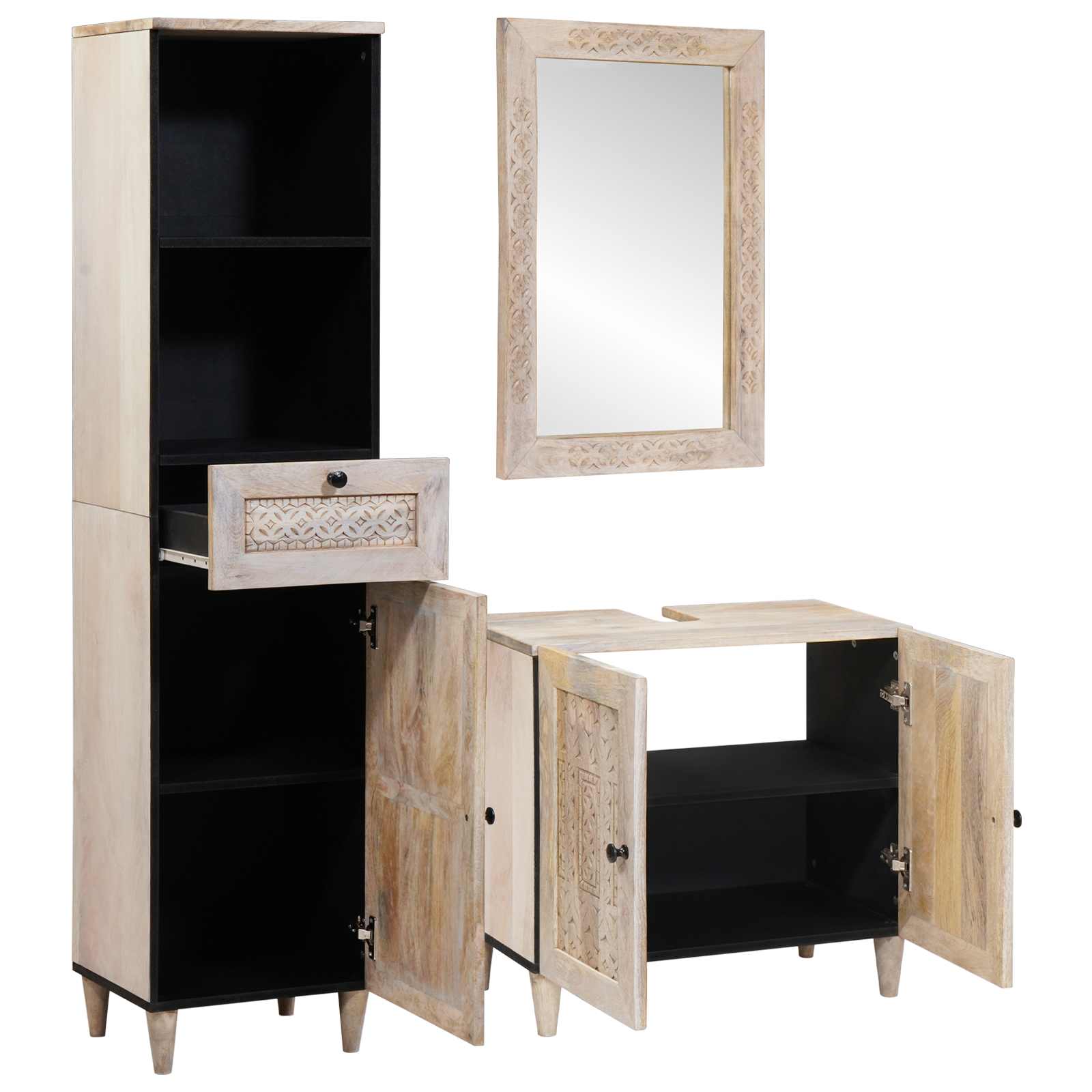 Set namještaja za kupaonicu 3 pcs Bijelo Konstruirano drvo