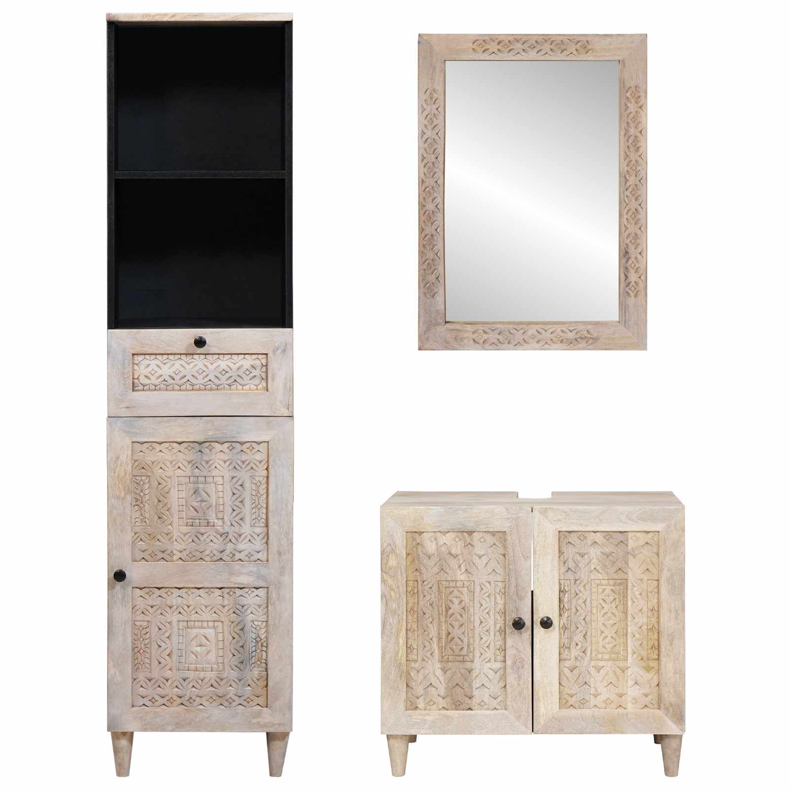Set namještaja za kupaonicu 3 pcs Bijelo Konstruirano drvo