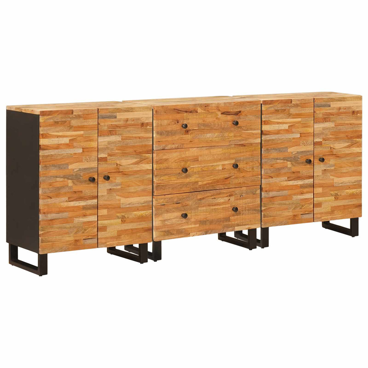 Kreveta 3 pcs Smeđa 60 x 33 x 75 cm Čvrsto drvo manga