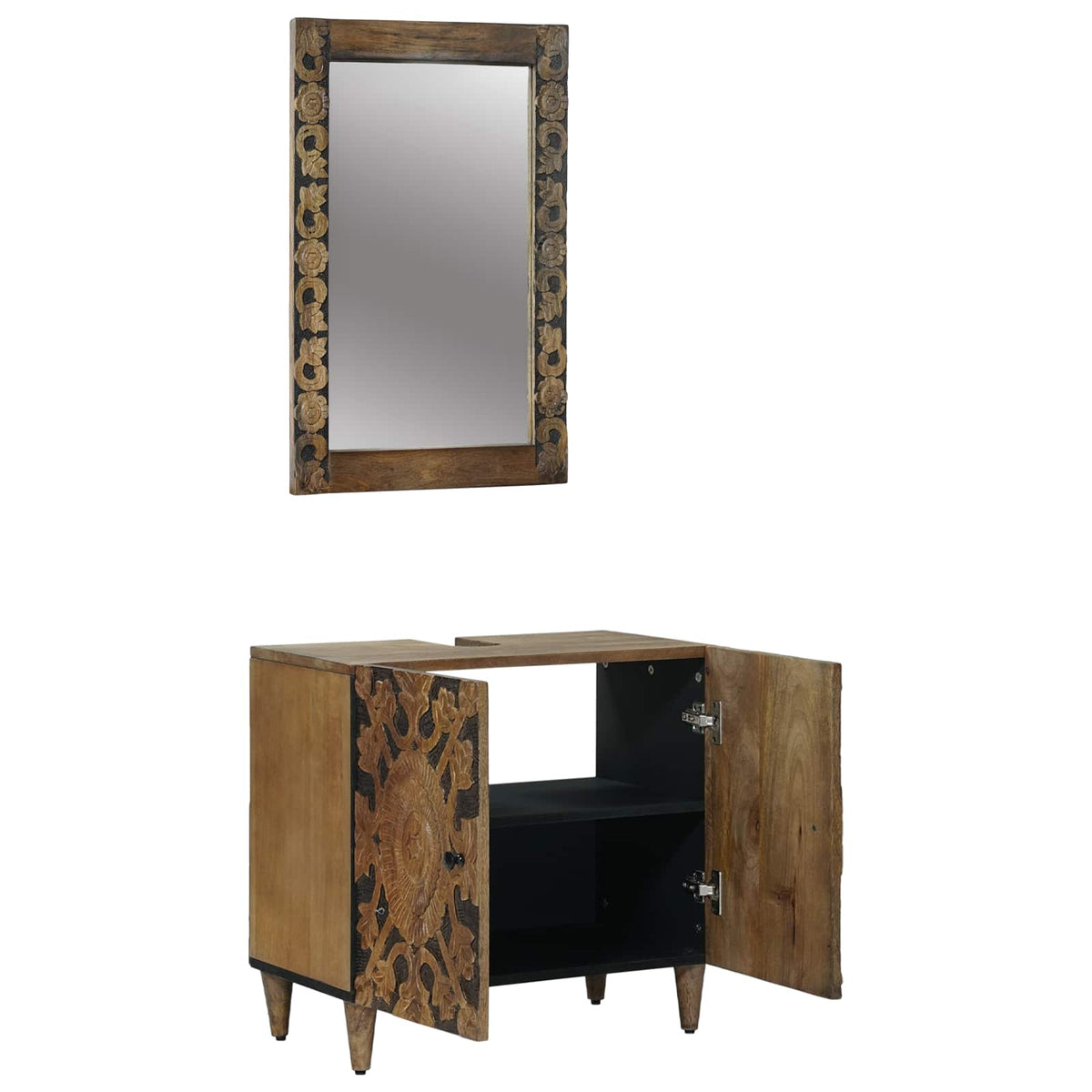Set namještaja za kupaonicu Zidne 2 pcs Smeđa Čvrsto drvo manga
