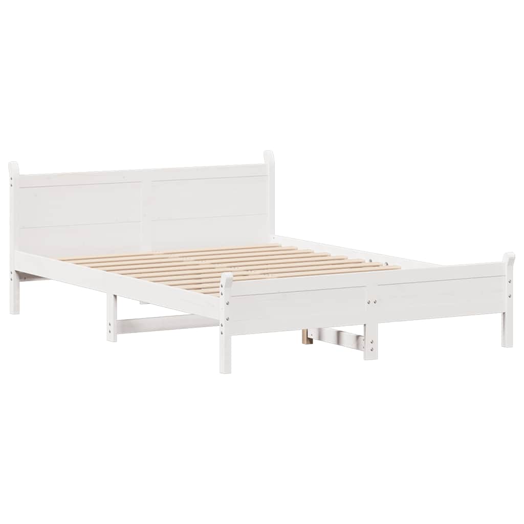 Okvir kreveta bez madraca bijeli 140 x 190 cm masivna borovina