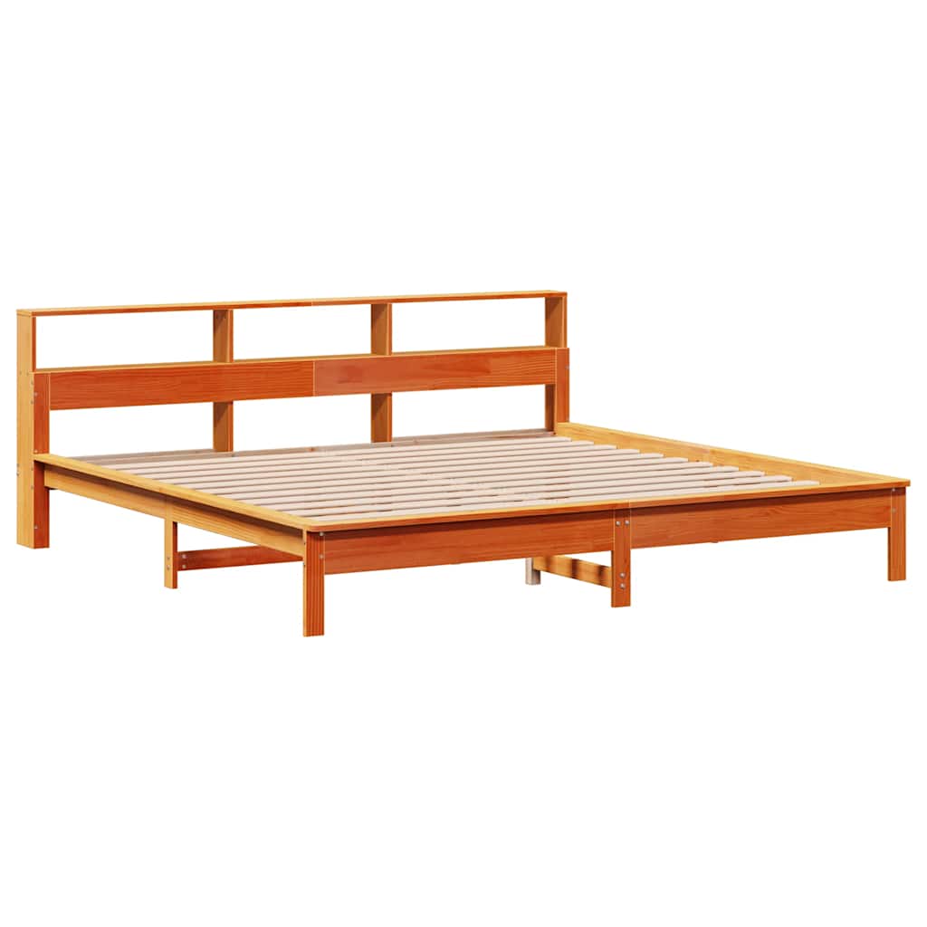 Krevet s regalom za knjige bez madraca 180x200 cm od borovine