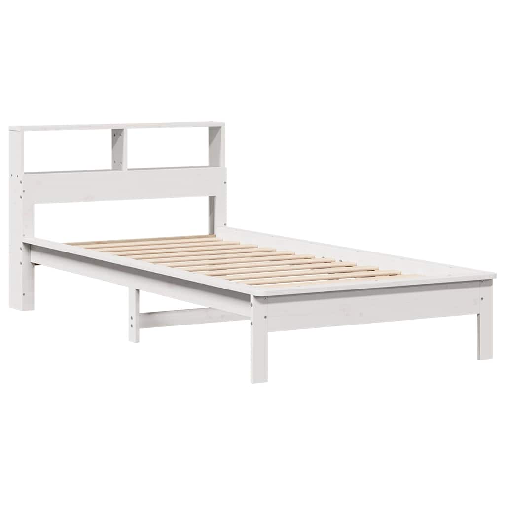 Krevet s regalom z knjige bez madraca bijeli 100x200cm borovina