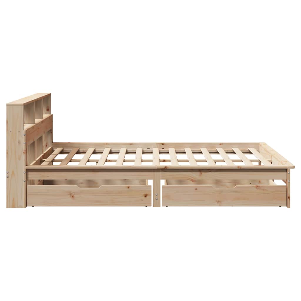 Krevet s regalom za knjige bez madraca 135x190 cm od borovine