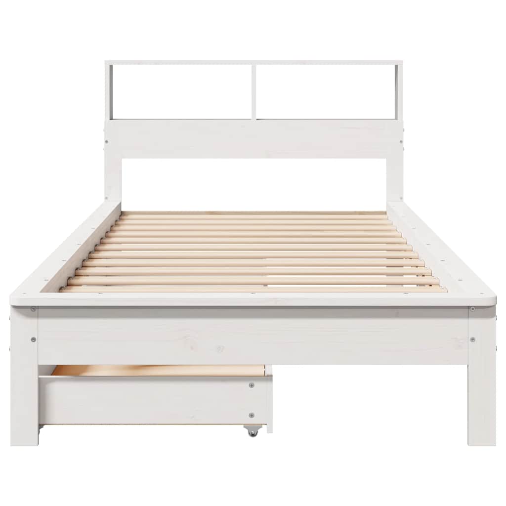 Krevet s regalom za knjige bez madraca bijeli 75x190cm borovina