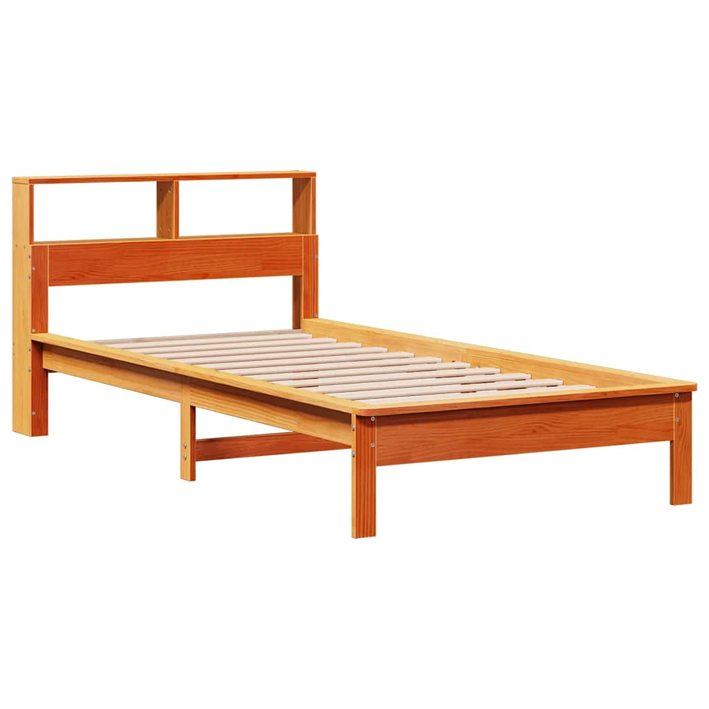 Krevet s regalom za knjige bez madraca 75 x 190 cm od borovine